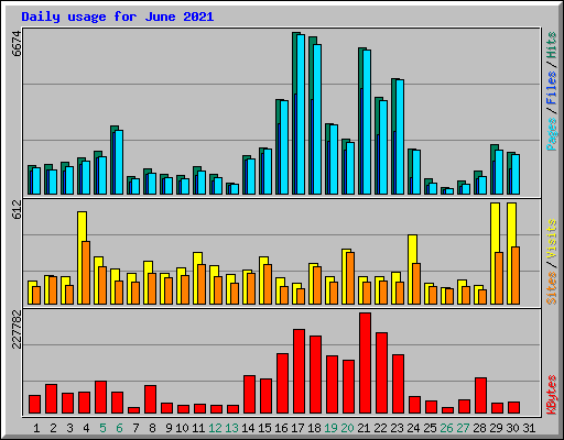 Daily usage for June 2021