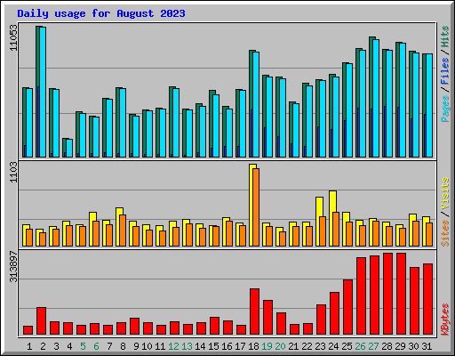 Daily usage for August 2023