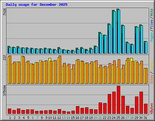 Daily usage for December 2025