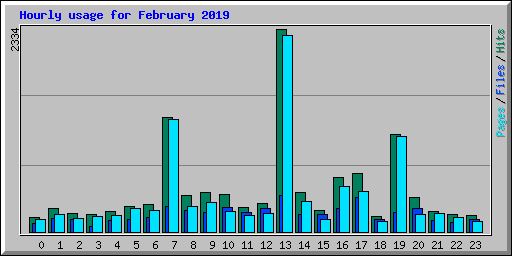 Hourly usage for February 2019